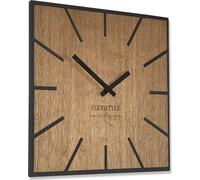 FLEXISTYLE Grande horloge murale moderne carréeBois ECO 40cm, Silence, aspect bois, chêne, salon, chambre, Made in EU (Exact 40cm)