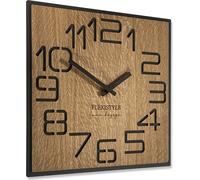 FLEXISTYLE Grande horloge murale moderne carréeBois ECO Diamètre 50cm, Silence, aspect bois, chêne, salon, chambre, Made in EU (Digits 40cm)