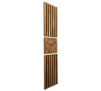 FLEXISTYLE Grande Horloge Murale Moderne en Bois de chêne - Panneau de Suspension - Lamelles - 155 x 30 cm - sans Bruit de tic-tac - Moderne - Bois de chêne - pour Salon