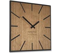 FLEXISTYLE Grande Horloge Murale Moderne en Bois ECO 40 cm, silencieuse, Aspect Bois, chêne, Salon, Chambre à Coucher, fabriquée dans l'UE (Exact 40 cm)