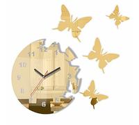 FLEXISTYLE Grande Horloge Murale Moderne en Forme de Papillon doré, 30 cm, 3D DIY, Salon, Chambre à Coucher, Chambre d'enfant.