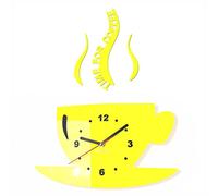 FLEXISTYLE Horloge de Cuisine Moderne La Tasse, Jaune Citron silencieuse, fabriquée en UE, Acrylique Italien