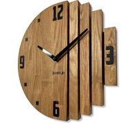 FLEXISTYLE Horloge murale Asymétrie horloge murale chêne salle de bain salon bois modernediamètre sans tic-tac aspect bois (chêne, 30cm)