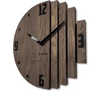 FLEXISTYLE Horloge Murale asymétrique - en chêne - pour Salle de Bain et Salon - Diamètre sans Bruit de tic-tac - Aspect Bois (chêne/Marron, 30 cm)