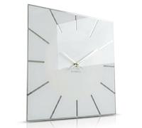 Horloge Murale carrée Digit 30 cm de diamètre, sans Bruit de tic-tac Moderne, Design en Verre Acrylique et Miroir Acrylique, Salon, Chambre à Coucher Blanche (Blanc)