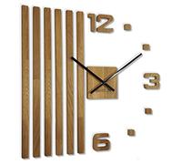 Horloge Murale 3D à Faire soi-même - en Bois de chêne - Lamelles - Grande Horloge Murale 3D - Design Moderne - EKO - Décoration Murale - pour Bureau, Salon, Chambre à Coucher - Article de décoration