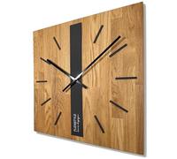 FLEXISTYLE Horloge Murale en Bois de chêne 19 mm - Design Moderne carré ou Rond, Tailles 30 cm / 50 cm - Mécanisme Silencieux, décoration Murale élégante - Fabriqué en Europe