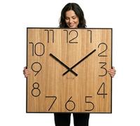 FLEXISTYLE Horloge murale en bois de chêne - Diamètre : 60 cm - Aspect bois - Sans bruit de tic-tac