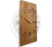 FLEXISTYLE Horloge murale grande géométrique 40cm sans bruit de tic-tac bois aspect bois salon chambre adolescent (chêne/blanc glacé)
