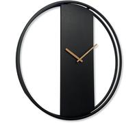 FLEXISTYLE - Horloge murale grande sans bruit de tic-tac - LOFT OVAL - Métal - Noir - 3D XXL - Moderne - Pour salle de bain, salon - (80 cm de diamètre - Noir)