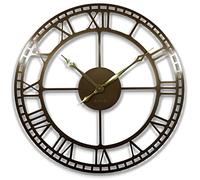 FLEXISTYLE Horloge Murale Grande Vintage rétro XXL diamètre 80 cm métal Industriel Noir Blanc Doré (Or Antique)