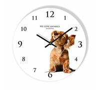 FLEXISTYLE Horloge Murale Moderne pour Enfants Petit Chien, 30 cm, silencieuse, Ovale, Chambre pour Enfants, école, Maternelle