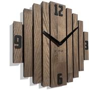 FLEXISTYLE Horloge Murale Symmetry - Horloge Murale en chêne - pour Salle de Bain et Salon - Diamètre sans Bruit de tic-tac - Aspect Bois (Marron, 30 cm)