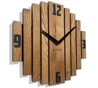 Horloge murale Symmetry horloge murale chêne salle de bain salon bois modernediamètre sans tic-tac aspect bois (chêne, 30cm)