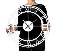 FLEXISTYLE Horloge Murale Vintage en métal, Noire, 50 cm, pour Salon, Chambre à Coucher, fabriquée en UE