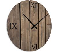 FLEXISTYLE Horloge murale XXL grande Solid Oak horloge murale chêne salle de bain salon bois moderne 80 cm de diamètre sans bruit de tic-tac aspect bois (brun, 80cm)