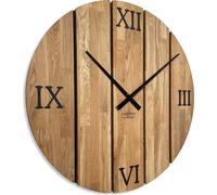 FLEXISTYLE Horloge murale XXL grande Solid Oak horloge murale chêne salle de bain salon bois moderne 80 cm de diamètre sans bruit de tic-tac aspect bois (chêne, 80cm)