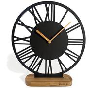 FLEXISTYLE Horloge sur pied en bois de chêne 30 cm - Horloge de table moderne - Mécanisme à quartz silencieux - Sans bruit de tic-tac - Design minimaliste pour salon, bureau et chambre à coucher