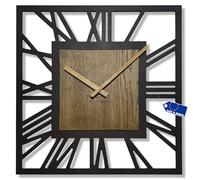 FLEXISTYLE LOFT Piccolo Square Horloge murale moderne sans bruit de tic-tac 30 cm/50 cm pour salon, salle de bain (noir/marron, 50 cm)
