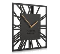 FLEXISTYLE Loft Piccolo Square Horloge Murale Moderne sans Bruit de tic-tac 30 cm pour Salon, Salle de Bain (Noir)