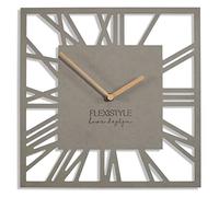 FLEXISTYLE Loft Piccolo Square Horloge Murale Moderne sans Bruit de tic-tac 30 cm pour Salon Salle de Bain (Gris)