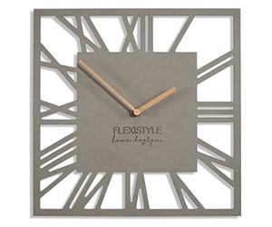 FLEXISTYLE Loft Piccolo Square Horloge Murale Moderne sans Bruit de tic-tac 30 cm pour Salon Salle de Bain (Gris)