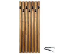 FLEXISTYLE Patère murale design bois 98 cm porte manteau mural bois lamelles chêne, porte manteau mural en bois moderne pour entrée, port manteau mural boi décoratif, port manteau mural avec crochets