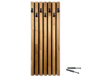 FLEXISTYLE Patère murale design bois 98 cm porte manteau mural bois lamelles chêne, porte manteau mural en bois moderne pour entrée, port manteau mural boi décoratif, port manteau mural avec crochets