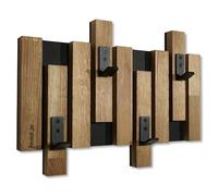 FLEXISTYLE Porte-manteau mural, en bois de chêne à lamelles, mini, noir, 3 dimensions, 40 cm