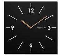 FLEXISTYLE Scandic Horloge murale carrée 30 cm moderne en bois salle de bain salon sans tic-tac (noir)