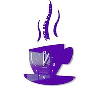 FLEXISTYLE Tasse Temps pour Le café Moderne Horloge Murale de Cuisine Violette 3D Romaine Horloge Murale décorative fabriquée en UE