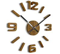 FLEXISTYLE Z54g eco75 d-1-x Horloge Murale 3D DIY en Bois de chêne 50-75 cm (épaisseur 19 mm) pour Bureau, Salon, Chambre à Coucher (Aiguilles Noires, Bois)