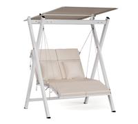 Blumfeldt FlexiSwing Balancelle de jardin 2 places dossier réglable + protection solaire résistant aux intempéries Beige