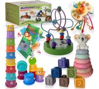 FlexiTot Jouet Bebe 6 Mois - Montessori 6-12 Mois | 6 in 1 | Jeu Montessori 6 Mois, Jeux Eveil Bebe 6-12 Mois, Tour Empilable Bebe, Jouet Fille 1 an, Baby Toy 6 Months | Cadeau Enfant 1 an