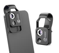 FLEXMAM Microscope Téléphonique 200X, Mini Microscope de Poche avec Objectif CPL, Microscope Rechargeable par USB, Lumière LED à 2 Niveaux de Luminosité, Accessoire pour Smartphone (Noir)