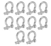FLEXMAN 10 Pièces M5 Manille Lyre en Acier Inoxydable, Capacité de de 100 Kg, Manille d'Ancrage à Vis en Forme de D pour le Camping, la Randonnée, L'Escalade, L'Énergie