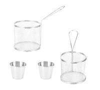 FLEXMAN 2Pcs Mini Panier à Frire, Table en Acier Inoxydable Servant des Paniers à Frites avec Tasse, Cuisine Restaurant Party Barbecue pour Frites, Poulet Frit, Boulettes