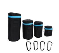 FLEXMAN 4PCS Housse Objectif, Lot de 4 Étuis Lentilles Fermeture Éclair avec Crochet pour Objectif d'Appareil Photo Reflex Numérique, Pochette de Protection Étui Rembourré pour Objectif