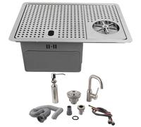 FLEXMAN Glass Rinser, 20.1X14.6X7.9 Ensemble de Machine de Nettoyage en Verre Commercial en Acier Inoxydable avec Draineur Drainage L'Évier, Méga Tasse de Cuisine Rinser Sink (8p-11 (avec robinet))