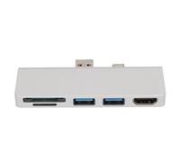 FLEXMAN Hub USB C, Hub USB C Portable 5 en 2, Transmission de Données d'Interface Multimédia 4K HD, Hub à Deux Ports USB3.0 for Surface Pro 7, pour Windows 10, 8, 7, pour Vista (Silber)