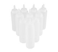 FLEXMAN Lot de 10 Bouteilles à Presser de 240 ml, Récipients à Jus en Plastique avec Couvercle Amovible, Distributeur de Condiments, Bouteille à Gicler pour Sauce, Huile, Crème