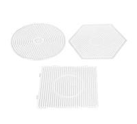 FLEXMAN Lot de 3 Panneaux de Perles en Plastique, Carrés 5 mm + Ronds + Hexagonaux à Fusibles, Panneaux Perforés Perles en Plastique, Modèles Perles pour Projets d'Artisanat