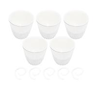 flexman Lot de 5 Pots de Fleurs Auto Arrosants, 11,5 X 11 X 8 cm, Design Double Couche, Pot de Fleurs Décoratif en Polypropylène et Pet, avec Base Transparente et Corde en Coton