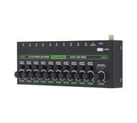 FLEXMAN Mélangeur 10 Canaux, Petit Mini Mélangeur Audio avec RVB Light Low Bruit Stéréo Mono Ligne de Commutation 1/4 TRS TS pour le Studio d'Enregistrement de Scène