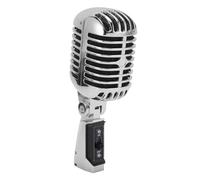 flexman Microphone Vocal Dynamique Rétro Classique, Angle de Ramassage Cardioïde de Style Vintage Micro Réglable avec Une Femelle XLR à 6,35 mm Boîte de Stockage de Câble (Argent)