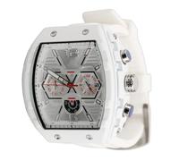 flexman Montre à Quartz Analogique pour Hommes, Grande Sangle de Bracelet en Silicone en Silicone Fashion Multifinection sur Le Bracelet avec Une Fonction Lumineuse de Date (White)