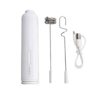 FLEXMAN Mousseur À Lait Rechargeable, Mousseur À Café Portable Multifonction À 3 Vitesses Avec Fouets En Acier Inoxydable, Buse Pour Mélanger La Poudre De Matcha Et Les Boissons (Blanche)
