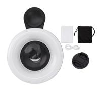 FLEXMAN Objectif Macro Phone 15X avec Lumière, Objectif Macro à Lumière Remplissage 2800~6500K avec Anneaux à Clip, Objectif Macro Professionnel pour la Photographie sur Téléphone Intelligent(Noir)