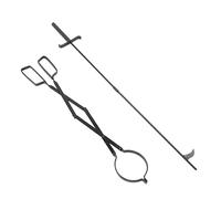 FLEXMAN Pinces de Cheminée, Ensemble d'Outils en Acier, Bâton de Tisonnier Portable, Ustensiles de Gril pour Terrasse, Jardin, Porche, Camping