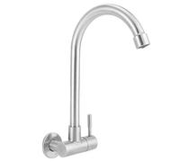 FLEXMAN Robinet Cuisine Mural, Robinet d'Évier Cuisine Col Cygne Froid Simple G1/2, Robinet Rotatif à 360 Degrés en Acier Inoxydable à Poignée Unique pour Cuisine, Bar, Salle Bain